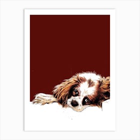 Meg The Cavalier Spaniel On Red Oxide Art Print