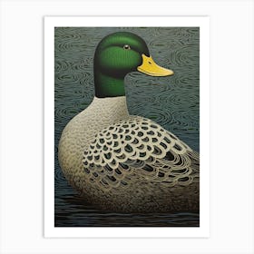 Ohara Koson Inspired Bird Painting Duck 2 Art Print