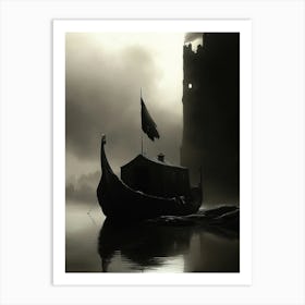 Boat In The Fog Art Print