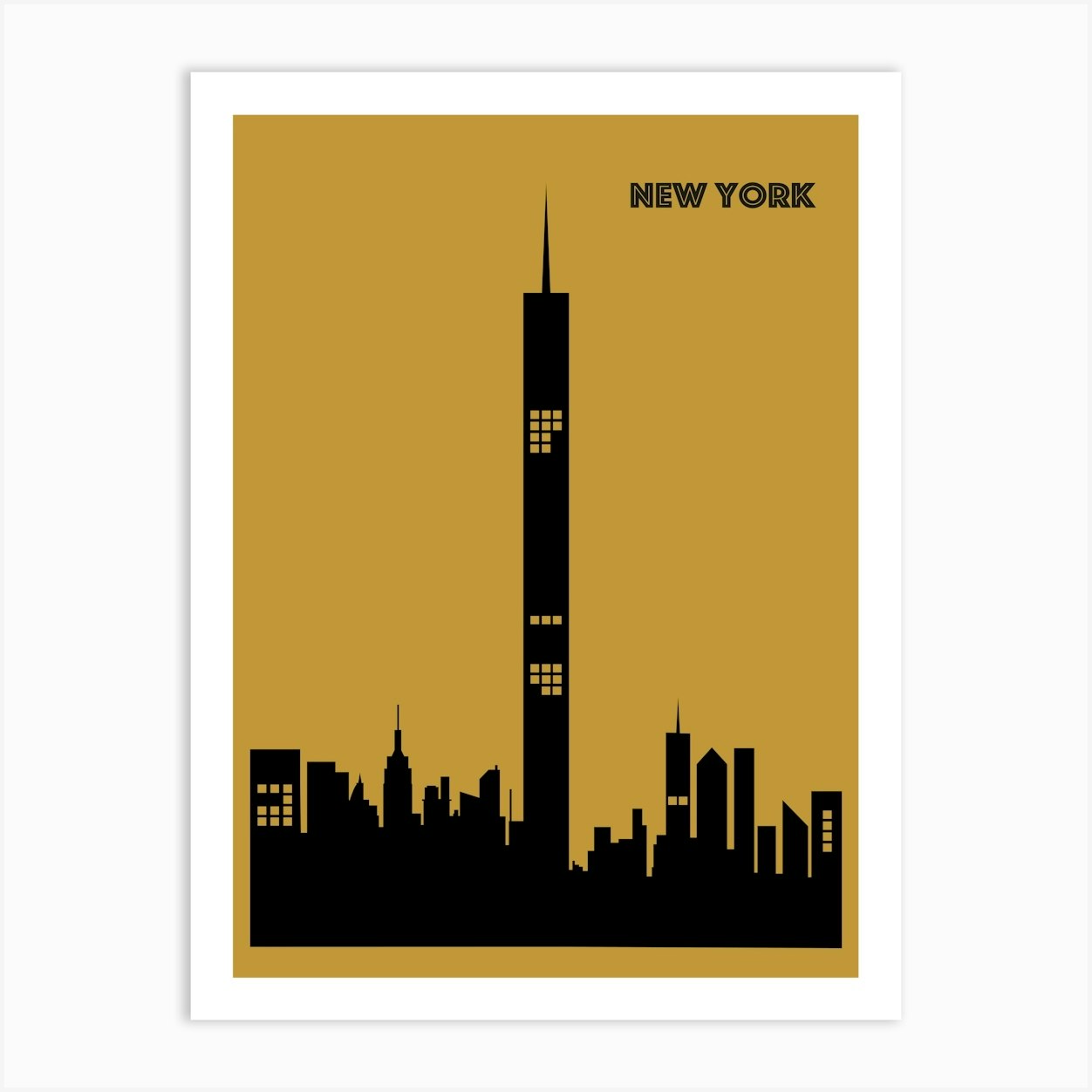 New York Print Mid Century Modern Pop Culture Print New York Skyline Poster Nyc Minimalist Art Funky Retro Wall Art Minimal Art Print by Jaffa Orange