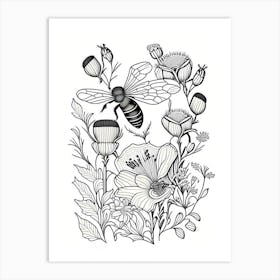 Pollination Bees 7 William Morris Style Art Print