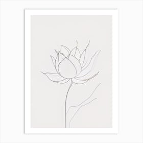 White Lotus Minimal Line Drawing 1 Art Print