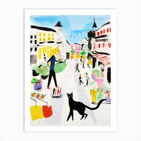 The Food Market In Stockholm 2 Illustration Art Print