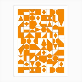 Orange And White Geometric Pattern Art Print