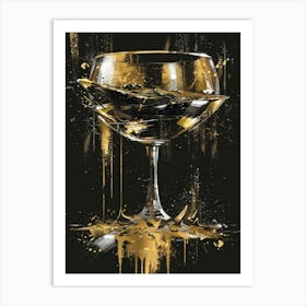 Gold Wine Glass Art Print