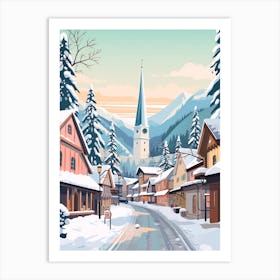 Vintage Winter Travel Illustration Leavenworth Washington 4 Art Print