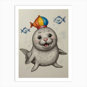 Seal With A Hat Art Print