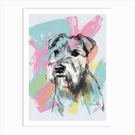 Pastel Lakeland Terrier Dog Pastel Line Illustration  1 Art Print