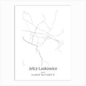 Jelcz Laskowice,Poland Minimalist Map Art Print