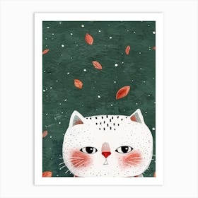 Cat In Autumn Leaves 2 Art Print