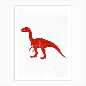 Allosaurus Red Dinosaur Silhouette Art Print
