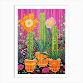 Mexican Style Cactus Illustration Carnegiea Gigantea Cactus 2 Art Print