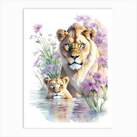 Lion And Lioness 2 Art Print