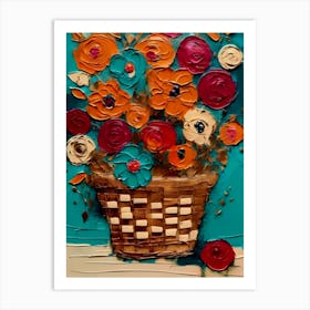 Basket Of Flowers  Art Print