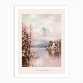 Dreamy Winter Painting Poster Lake Bled Slovenia 2 Art Print