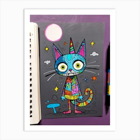 Cat With Unicorn Horn Art Print