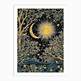 William Morris Art Moon Sun Eclipse Night Morris Exhibition Print Botanical Poster Vintage Full Art Print