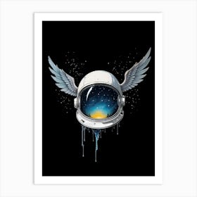 Digital Painting A Space Helmet With Wings Art Print