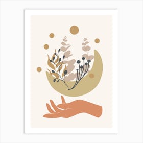 Hand Holding A Flower Art Print