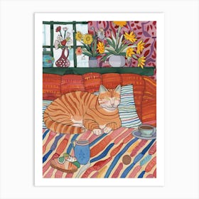 Tea Time With A American Shorthair 1 Art Print