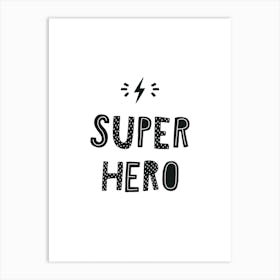 Super Hero Black Super Scandi Kids Art Print
