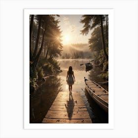 Girl On A Dock 2 Art Print