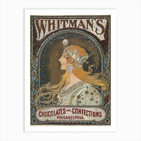 Whitman’s Chocolates And Confections Poster, Alphonse Mucha Art Print