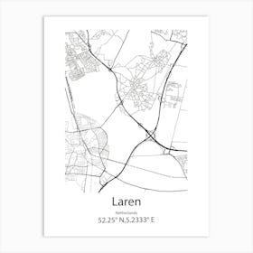 Laren,Netherlands Minimalist Map Art Print