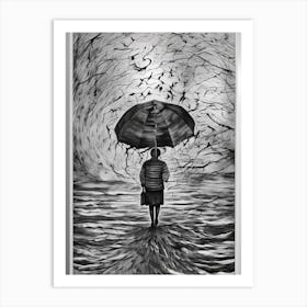 Girl With An Umbrella Art Print