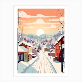 Vintage Winter Travel Illustration Kiruna Sweden 1 Art Print