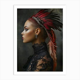 Woman With Feathers Art Print