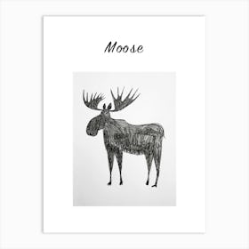 B&W Moose Poster Art Print