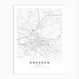 Dresden Germany White Map Art Print