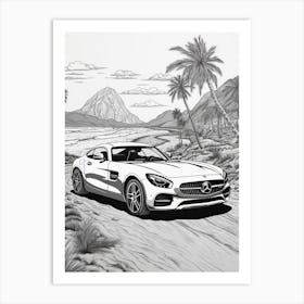 Mercedes Benz Amg Gt Tropical Drawing 4 Art Print