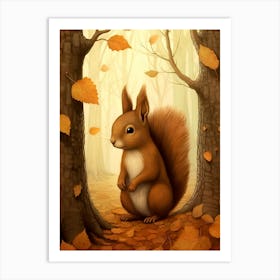 Squirrel In The Forest Art Print