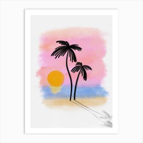 Watercolor sunset Art Print