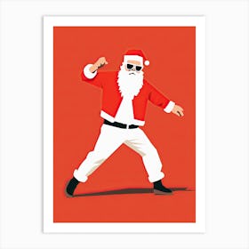 Santa Claus Dancing, Christmas print 2 Art Print