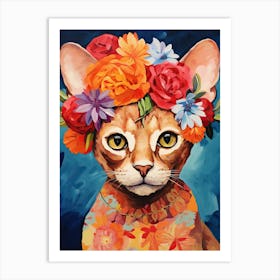 Devon Rex Cat With A Flower Crown Painting Matisse Style 4 Art Print