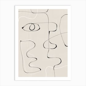 Abstract Drawing Line Art Minimalism Beige and Neutral Art Print