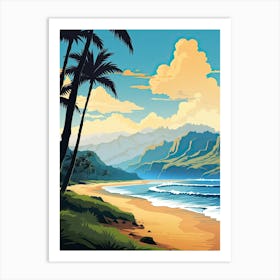 Kauai Hawaii, Usa, Flat Illustration 1 Art Print