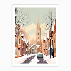 Vintage Winter Travel Illustration Stratford Upon Avon United Kingdom 2 Art Print