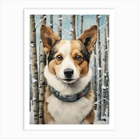 Corgi In The Snow Art Print