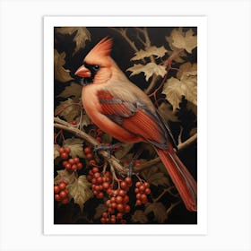 Dark And Moody Botanical Cardinal 2 Art Print