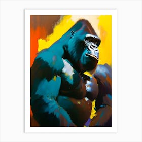 Gorilla Beating Chest Gorillas Bright Neon 1 Art Print