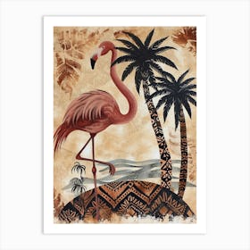 Greater Flamingo And Palm Trees Boho Print 2 Art Print