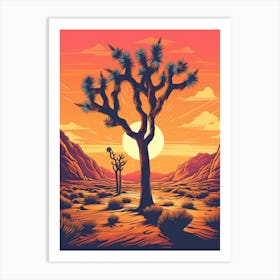  Retro Illustration Of A Joshua Trees At Dusk In Desert 7 Art Print