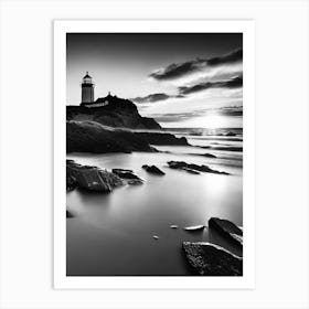 Black And White Lighthouse 12 Art Print