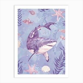 Purple Cookiecutter Shark Illustration 4 Art Print