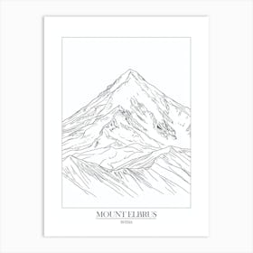 Mount Elbrus Russia Line Drawing 6 Poster Art Print