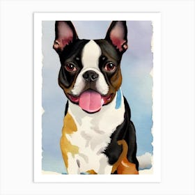 Boston Terrier 5 Watercolour Dog Art Print